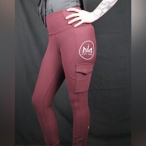 Women's custom lululemon DIME Burgundy Cargo Leggings
